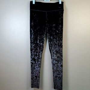 PINK Victoria's Secret Velvet Leggings - Black W/ Gteen Hue. Size Small